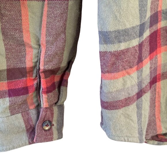 Columbia Mens Plaid Long Sleeve Button-Up Shirt L Green & Red - Picture 7 of 10
